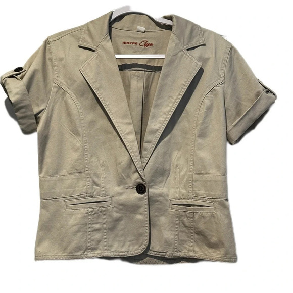 Women’s Large Tan Short-sleeve Blazer/ Jacket - Picture 3 of 9